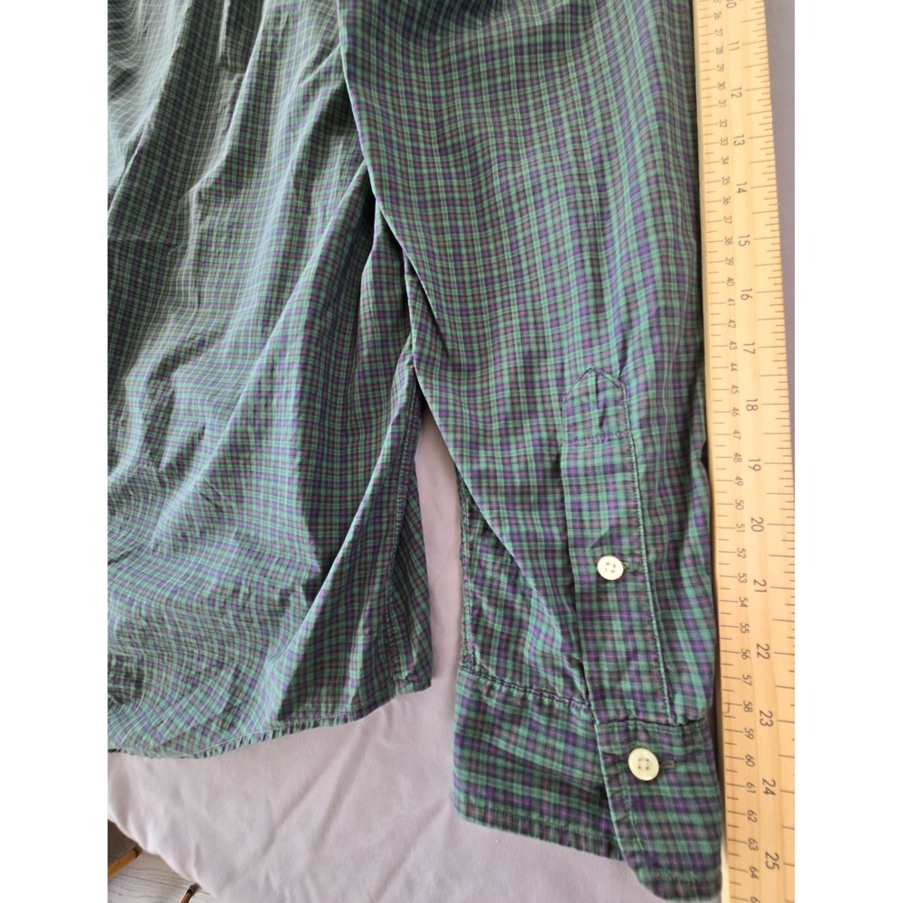 Vintage Polo Ralph Lauren Green Checker Plaid Button Up Shirt M Sz L Y2K Preppy - Picture 16 of 16
